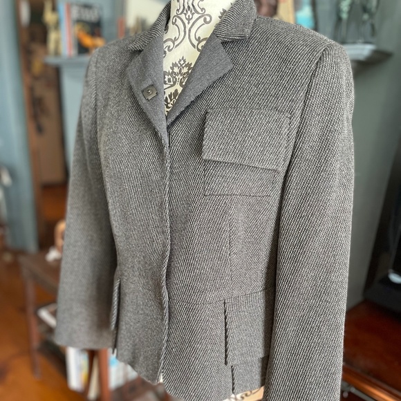 Akris Punto Wool Blazer gray black tweed size 8 - Picture 2 of 14